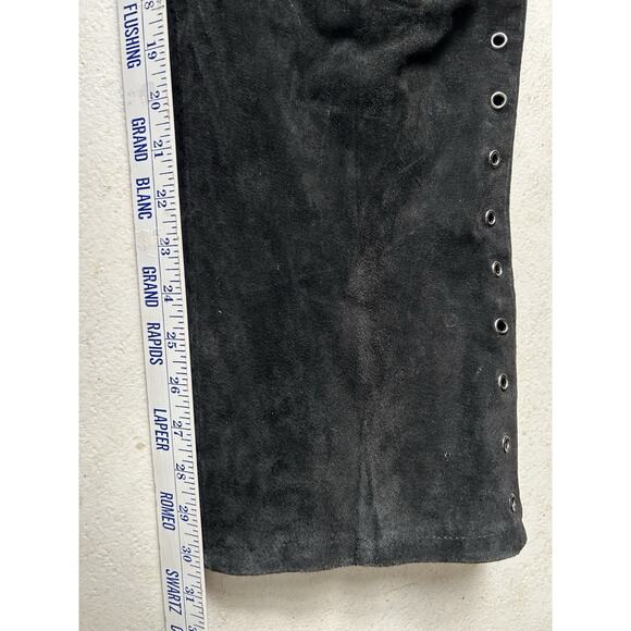 Vintage Black Suede Pants Grommet Studded Rocker Goth Punk Biker Style Large - Picture 7 of 9